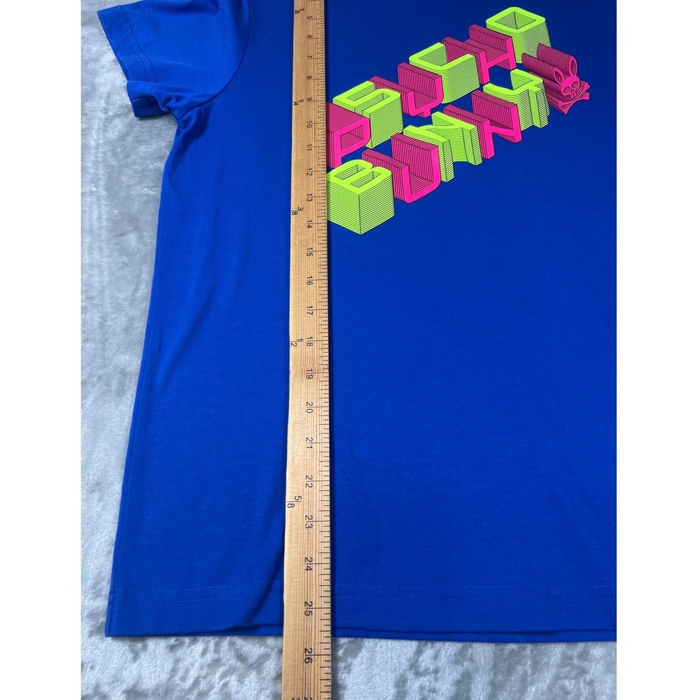 Psycho Bunny Mens Royal Blue Pima Cotton Neon 3D Graphic Tee Small - Picture 6 of 8